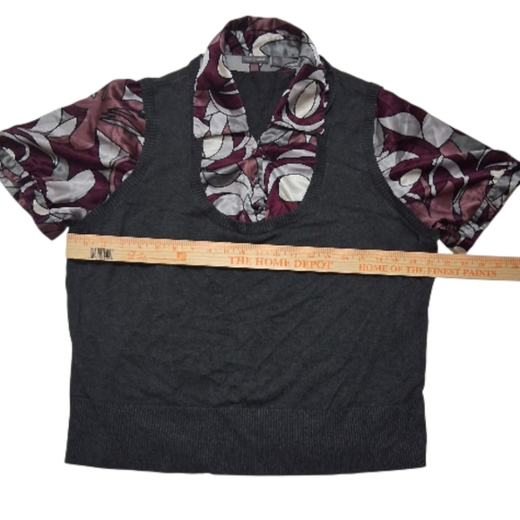 SALE EUC apt. 9 Sz. 2XL Dark Gray/Purple Faux Vest/Blouse - Picture 4 of 10